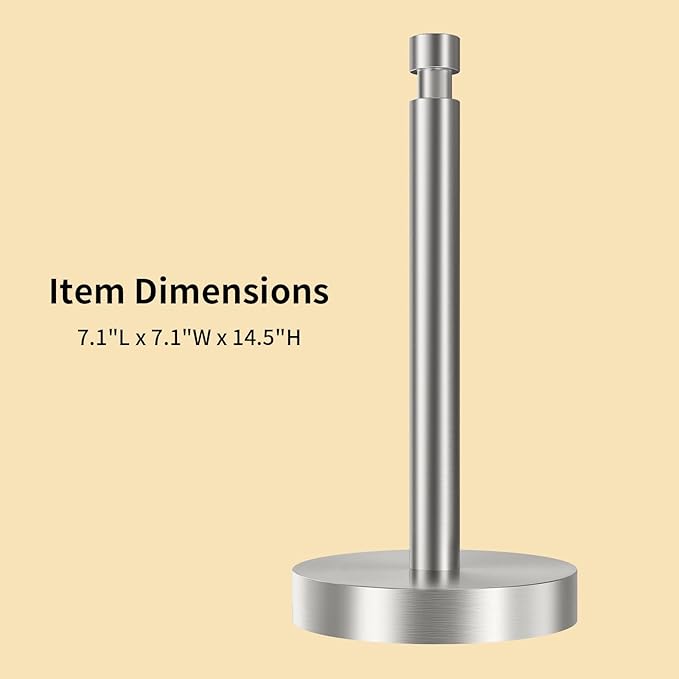 YUMORE Paper Towel Holder Countertop, Counter Paper Towel Holder with Weighted Base Non Slip, Standing Paper Towel Roll Holder for Modern Kitchen Bathroom, Stainles Steel (Brushed Nickel)