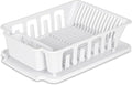 For Sterilite 2-Piece Large Kitchen Sink Tabletop Set Dish Rack Drainer. White