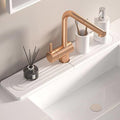 Stone Faucet Mat for Kitchen Sink, 23.6'' Long Quick Drying Absorbent Diatomite Sink Tray, Faucet Splash Guard for Kitchen,Bathroom Counter, Prevents Moisture, Super Absorbent, White