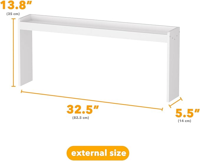 SpaceAid Bamboo Over the Stove Spice Holder Shelf, 31.5" Kitchen Organizer Stove Spice Top Rack, 11.6" Height Countertop Storage, Over Oven Back Sink Organization Shelf, White