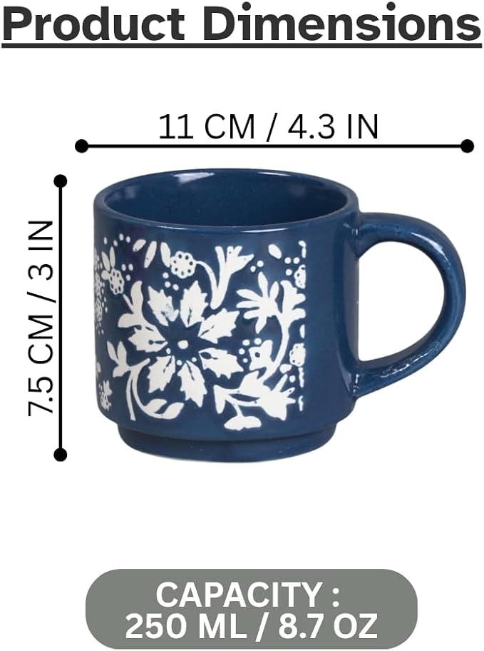 Servo Best Handmade Ceramic Coffee Mugs Set Of 4, 8Oz Comfortable Handle, Porcelain Mug for Latte, Tea, Cappuccino, Milk, Cocoa, Microwave & Dishwasher Safe, Cups for housewarming Gift set