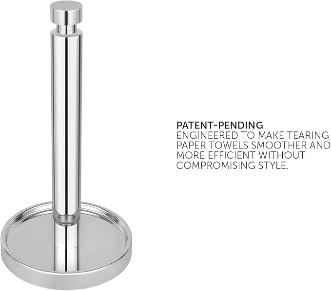 Ivilon Countertop Paper Towel Holder - Steady and Easy Tear - Fits All Paper Towel Rolls - Chrome