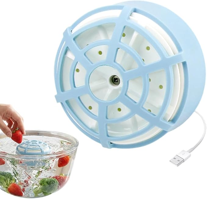 2-in-1 Fruit and Vegetable Washing Machine, 2026 Upgraded Upgraded Fruit Cleaner Device Waterproof, for Berries & Meat, with Titanium Electrolysis Purification for Home Kitchen (Blue)