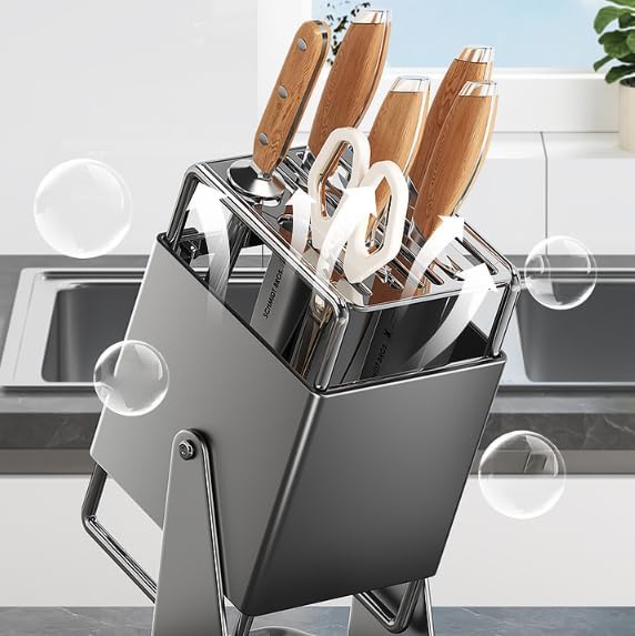 Universal knife rack - Stainless steel kitchen knife rack, suitable for storing kitchen knives, a kitchen storage wonder that is easy to clean. (Grey1)