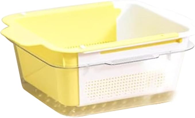 Plastic Dish Drying Rack for Kitchen Counter, Anti-Slip Dish Drainer Over the Sink, Extendable Dish Rack Cutlery Holder(Yellow)