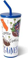 Swig Life 32oz Straw Tumbler, Travel Coffee Tumbler with Lid, Cup Holder Friendly Travel Coffee Mug, Stainless Steel, 32 oz Reusable Insulated Coffee Mug (Saturdays In Gainesville)