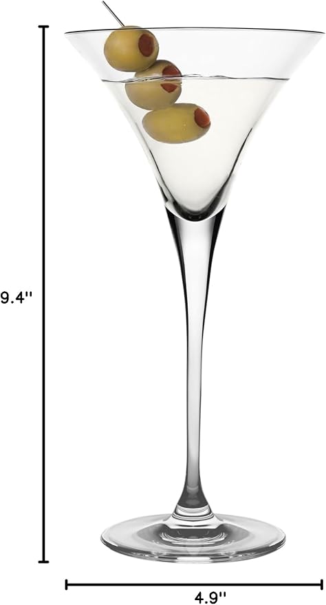 Barski Martini - Glasses - Handmade - Glass - Set of 2 - Tall Stem - Classic Clear - 9 Oz. - Made in Europe