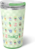 Swig Life 24oz Party Cup, Stackable Insulated Travel Coffee Tumbler with EZ Slider Lid, Cup Holder Friendly Travel, Stainless Steel 24 oz Tumbler, Reusable Mug (Green Thumb)