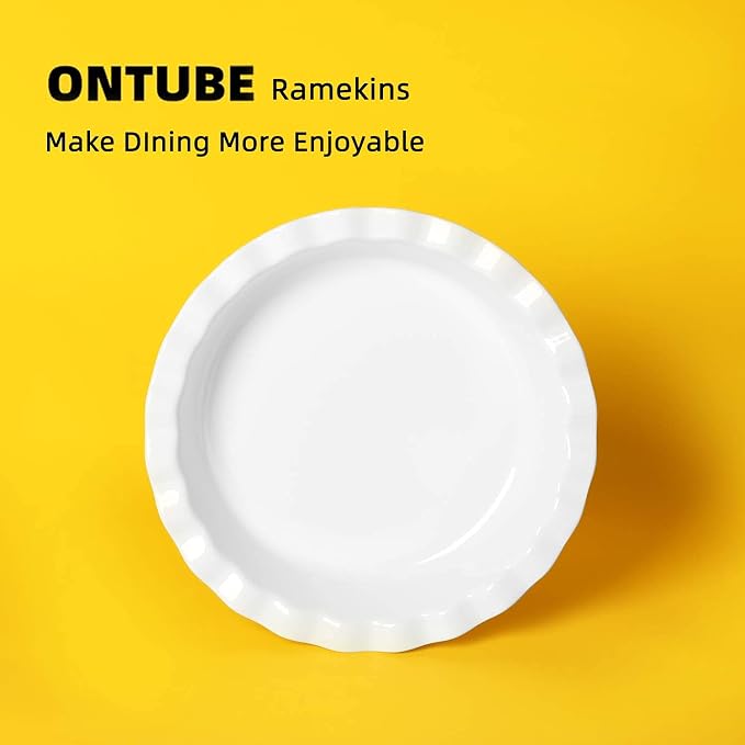 ONTUBE Ceramic 10.5 Inch Deep Pie Pans 50oz (White, 10.5" x 2 Pieces)