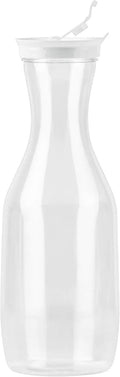 DecorRack Large Water Carafes, Bottle with Flip Top Lid, 50 Oz -BPA Free- Plastic Juice Pitcher, Decanter, Jug, Serve Fridge Cold Iced Tea, Water, for Outdoors, Picnic, Parties, Clear (1 Pack)