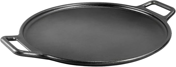 Lodge Seasoned Cast Iron Pizza Pan - Cast Iron Baking Plate for Homemade Crusts & Flatbreads - Durable Heirloom Quality Pizza Pan with Handles - 14 Inch