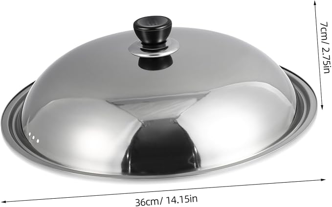 Ciieeo 14 Inch Stainless Steel Cooking Pot Lid Multifunction Anti-Scald Thickened Cover with Knob for Frying Pan Wok and Hot Pot Kitchen Tool