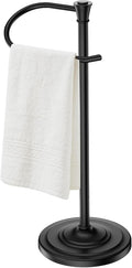 Black Bath Hand Towel Holder Stand,Stainless Steel 16 Inch Free Standing Towel Rack,Heavy Weight Towel Bar for Bathroom Vanity Countertop &Kitchen