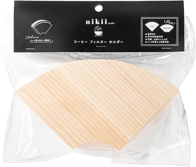 &NE NTR-376 Coffee Filter Holder, Natural, Width 6.6 x Depth 1.6 x Height 3.5 inches (16.7 x 4.0 x 8.8 cm), Magnet, Made in Japan, Wood, Paper, Paper, Case, Stand, Cone, Trapezoid, Stores 30 Pieces, 1