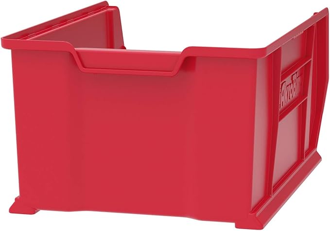 Akro-Mils 30288 Super-Size AkroBins Plastic Storage Bins, Space-Saving Stackable Bins for Garage, Classroom, Warehouse Organization, 24" L x 16" W x 11" H, Red, 1-Pack