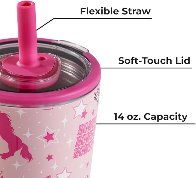 HydroJug Everyday Tumbler 14 oz, Ceramic-Lined Straw Cup, Cowgirl