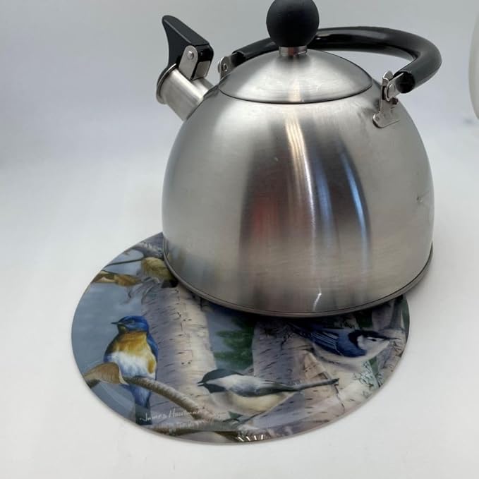 Andreas Silicone Songbird Favorites 8" Non-Slip Trivet/Pot Holder – Cotton Fabric Encapsulated in Silicone – Heat Resistant to 600°F – Flexible, Dishwasher Safe – Made in The USA, TR-HB1107