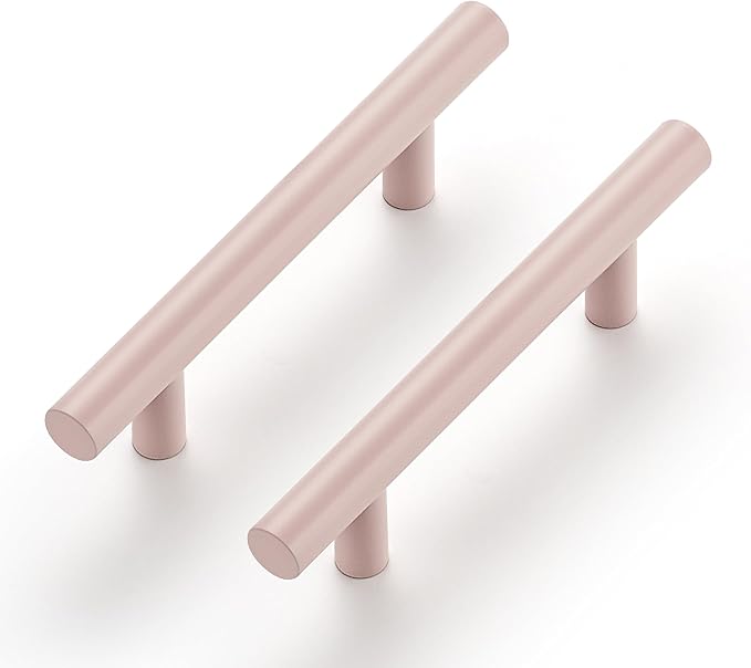 Ravinte 55 Pack | 5 Inch Cabinet Pulls Pink Stainless Steel Kitchen Drawer Pulls Cabinet Handles 5 InchLength, 3 Inch Hole Center