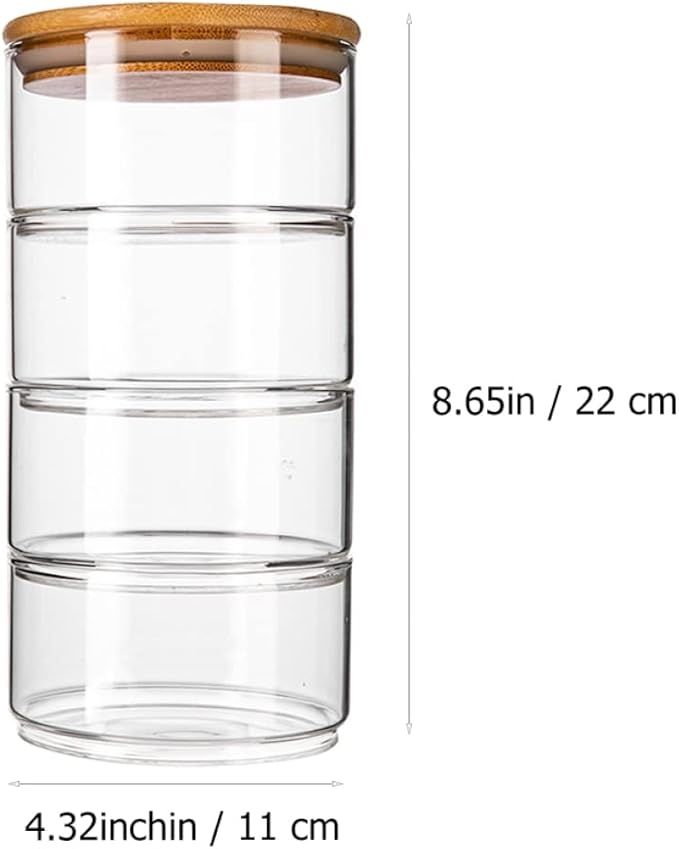 4Pcs Stackable Food Storage Jar with Lid Insect High Borosilicate Glass for Meal Prep and Fresh Bowls Versatile Kitchen Container for Snacks Fruits and More