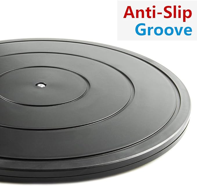 16 Inch Lazy Susan Turntable - Heavy Duty Rotating Swivel Steel Ball Bearings - Flat Base Stand for TV/Computer/Monitor/Arts/Crafts/Bonsai/Statue/Cabinet Organizer (2 Pack/Black)