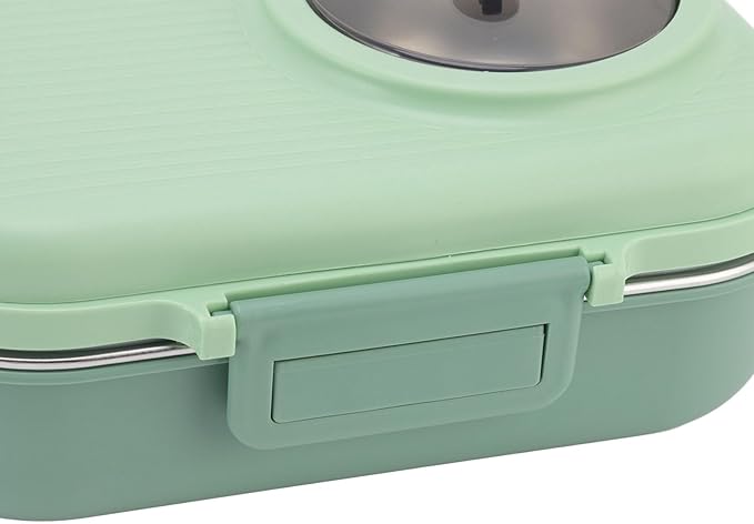 Thermal Lu Box For Hot Food Thermal Tazon,Lu Box Lu Box Thermal Lu Box 1100Ml Double Layer 3 Grid Design 304 Stainl Steel Box With Chopsticks Spoon Soup Bowl G (Green)