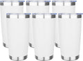 20oz Tumbler with Lid Stainless Steel Insulated Tumblers Travel Coffee Tumbler Bulk Double Wall Vacuum Insulated Water Cup Gifts for Christmas Women Men Her Him Home Office(White, 6pack)