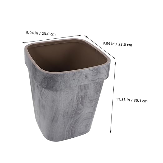 Cabilock Unique Wood Grain Pattern Trash Can Indoor Paper Wastebasket for Kitchen Bathroom Living Room Office Sturdy Sturdy No Lid Light Grey