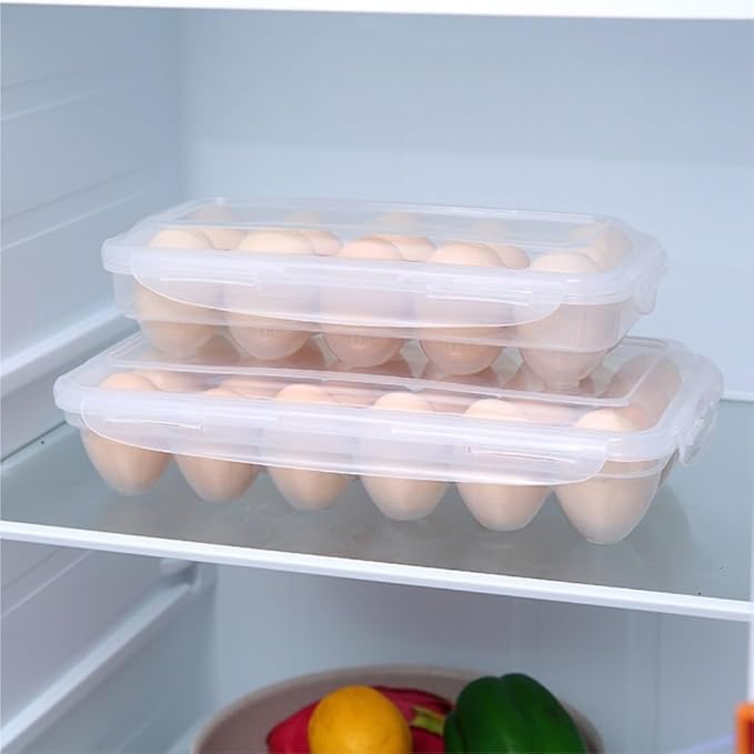 TOWINE Food Storage Containers Egg Preservation Box Refrigerator Egg Storage Box Home Preservation Storage Box Kitchen Multi-Grid Portable Egg Box (Color : Clear, Size : A)