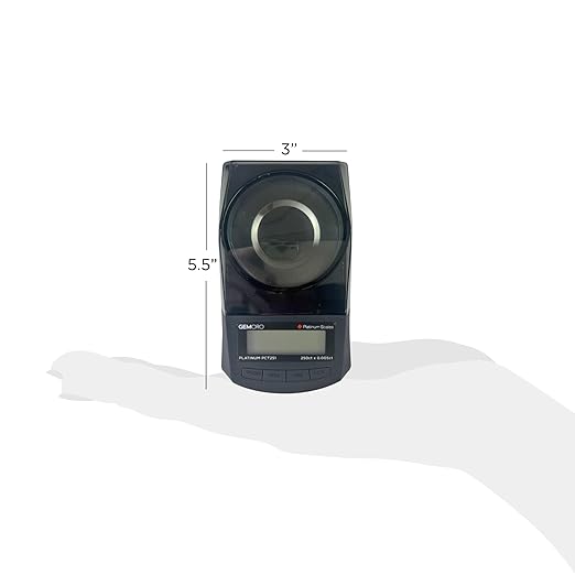 GemOro Platinum PCT251 | Durable Precise Jewelers Premium Class Carat Mini Scale | Digital Precision Tool with Expert Professional Reading & Accuracy 250ct x 0.005ct Readability (Black)