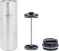 iBasingo 450ml Titanium French Press Coffee Flask Double-Walled Insulated Vacuum Cup Portable Water Bottle Outdoor Traveling Car Mug with Lid Ti3255D