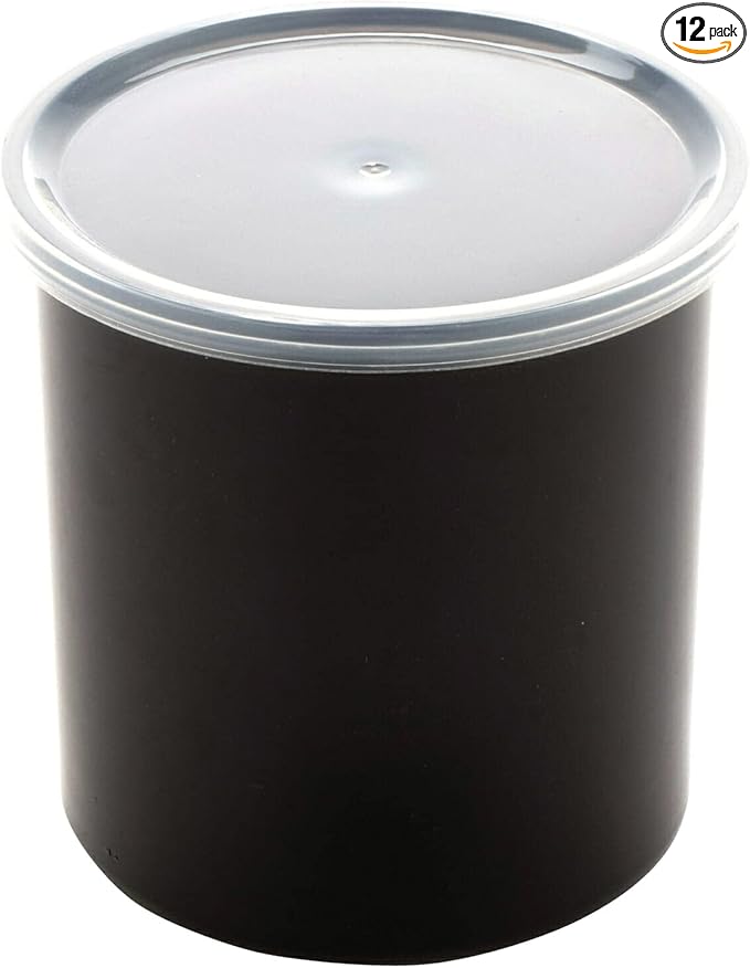 G.E.T. CR-0120-BK Round Food Storage Crock w/ Lid, 1.2 Quart, Black (Set of 12)