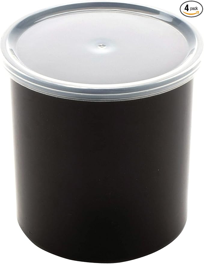 G.E.T. CR-0120-BK-EC Round Food Storage Crock w/ Lid, 1.2 Quart, Black (Set of 4)