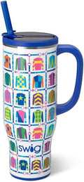 Swig Life 30oz Mega Mug, 30oz Tumbler with Handle and Straw, Large Insulated Tumblers, Cup Holder Friendly Travel Mug, Stainless Steel 30 oz Tumbler, Reusable Insulated Water Bottle (Jockey Club)