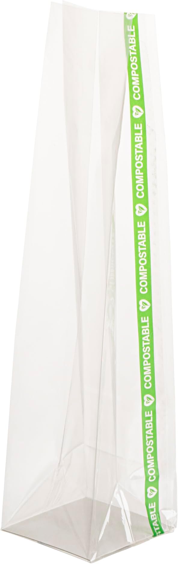 Resturantware Plastic Gusset Bags 100 Count 2" x 2" x 8 1/4" Wicker Dispensing Bottom Gusset Clear Plastic Bags Heat Sealable For Sourdough Bread Cookies Pastries Rolls For Home Bakers And Bakeries