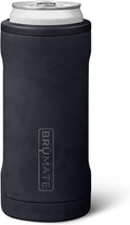 BrüMate Hopsulator Slim Can Cooler Insulated for 12oz Slim Cans | Skinny Can Insulated Stainless Steel Drink Holder for Hard Seltzer, Beer, Soda, and Energy Drinks (Midnight Camo)