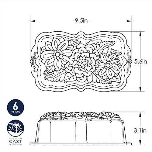 Nordic Ware Wildflower Loaf Pan, 6-Cup, Toffee