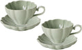 Flower Shaped Ceramic Coffee Cup Teacup with Saucer, Set of 2