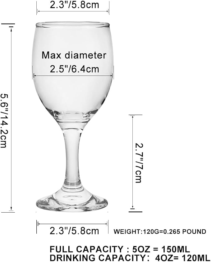 HEIGHT 5.6 Inches 120ML 4 Ounce - Set of 12 Classic Red Small Wine Glasses Durable Clear White Lead-free Glass Cup For Party (Glass, 12Pcs4OZ)