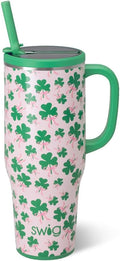 Swig Life 40oz Leak Proof Mega Mug, 40oz Leak Proof Tumbler with Handle and Straw, Extra Large Insulated Tumblers, Cup Holder Friendly Travel Mug, Reusable Leakproof Water Bottle (Clover Crush)