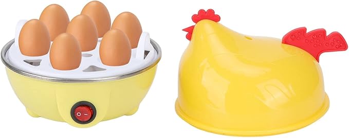 Egg Cooker, Electric Egg Cooker Multifunction Chicken Shape Rapid Egg Boiler 7 Egg Capacity Automatic Shut Off Mini Breakfast Machine(US 110V)