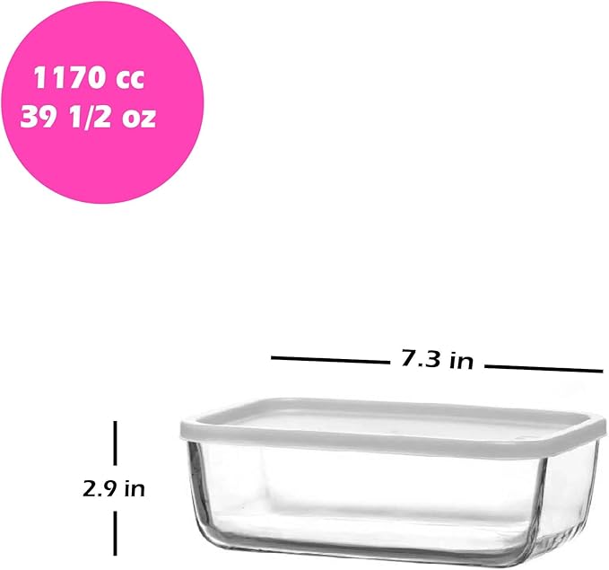 Hakan LAV Cube Food Containers with Lids, Glass Meal Prep Containers with Lids Glass Food Container Set, 6 Pack Food Storage Containers, 6 Pcs, 39.5 Oz (1170 cc)