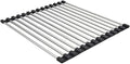 Roll Up Dish Drying Rack Over The Sink Dish Drying Rack Made of Stainless Steel and Silicone Coat Fruit and Vegetable Drying，for Kitchen Sink(33 * 33cm/13 * 13inch)