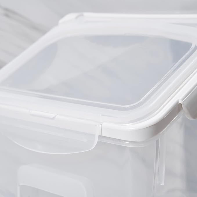 HANAMYA 15 Liter / 30 lbs Rice Storage Container with Measuring Cup, BPA free, For Rice | Grain | Pet Food | Flour, 2 counts, Clear