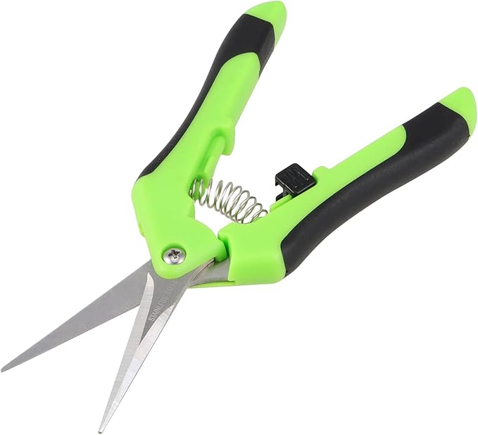 JEUIHAU 8 Pack 6.5 Inches Bud Trimming Scissors, Gardening Hand Pruning Shears with Straight Tip Stainless Steel Blades, Micro Tip Pruning Snips for Trimming Garden Herb Plant Flower, Green