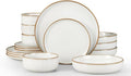Herogo 16-Piece Dinnerware Set for 4, Ceramic Plates & Bowls Sets with Pasta Bowls, Double Reactive Glaze, Microwave & Dishwasher Safe, Chip Resistant, Ivory White
