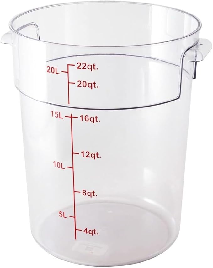 Soro Essentials- 22 qt. Polycarbonate Round Food Storage Container with Graduated Markings Clear Color- Stackable Storage Bin Food Container with Handle for Pantry Organizer Storage Kitchen Fridge
