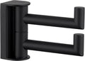 APLusee Swivel Towel Hook 2 Arms Matte Black, 304 Stainless Steel Bathroom Double Towel Holder, Folding Robe Hook Wall Mounted