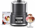 2.1 Qt Countertop Ice Cream Maker – Make Gelato, Sorbet & Frozen Yogurt in as Little as 20–30 Minutes, Fast Cooling, Visible Feeding Port, Easy 3-Button Control (Gray)