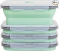 Collapsible Food Storage Containers with Lids & Vent, 27 oz, Kitchen Stacking Silicone Collapsible Meal Prep Container Set for Leftover, Microwave Freezer Dishwasher Safe, Mint Green, 4 Pack