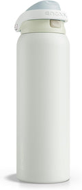 ENCOOL Leakproof Insulated Water Bottle with Straw Dual-Sip Water Bottle Bag-Safe Design for Work, Commute & Gym – Keeps Drinks Cold All Day, 40 oz, Cloud-Hill White